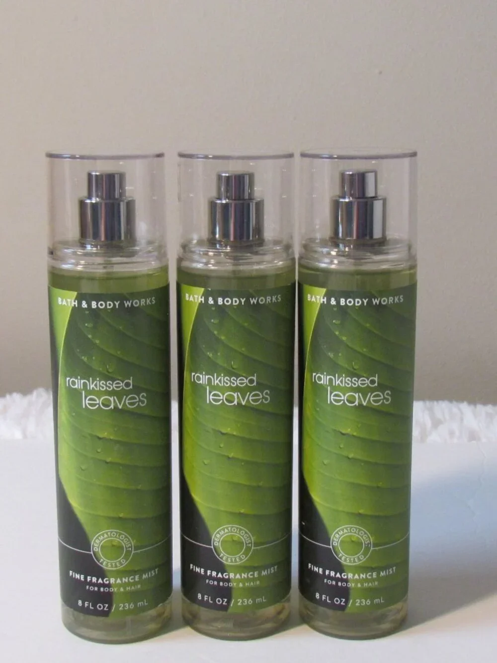 Bath & Body Works Rainkissed Leaves Fine Fragrance Mist Lot of 3 - NEW